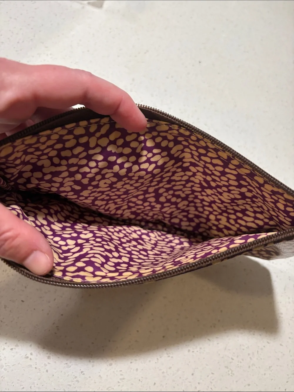Fossil Purple and Tan Patterned Zip Pouch - Women’s Accessory